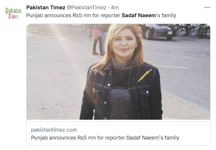 They mourn the death of journalist Sadaf Naeem