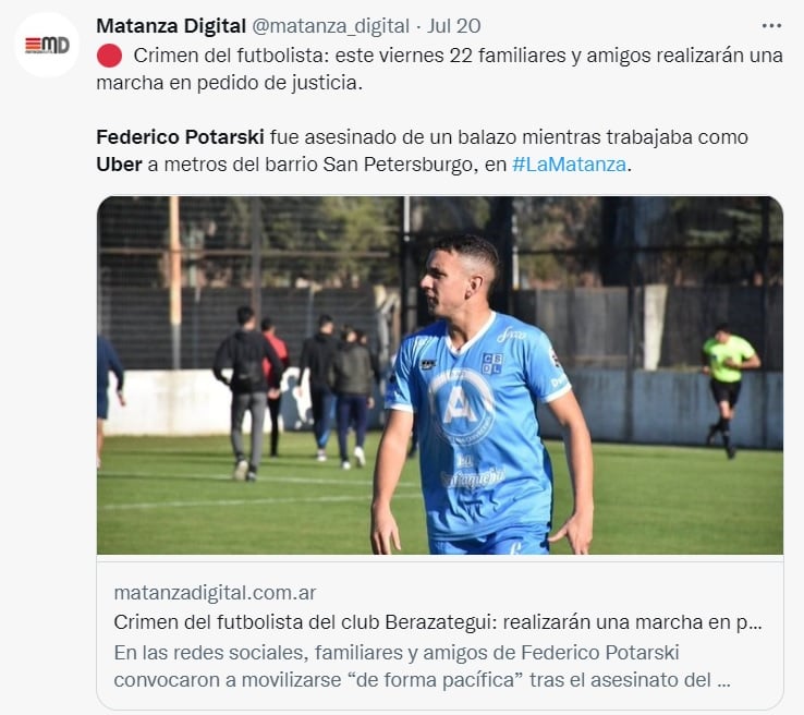 Argentine soccer player dies while working as an Uber
