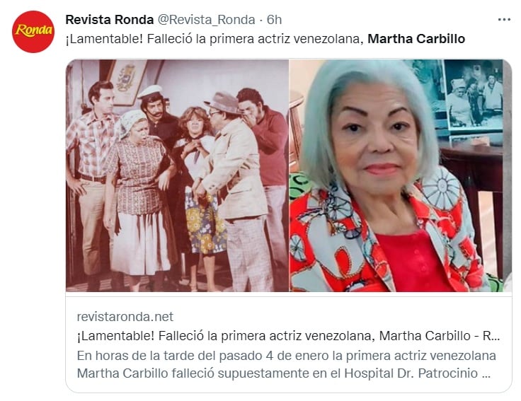 Triste y lamentable la partida física de Martha Carbillo