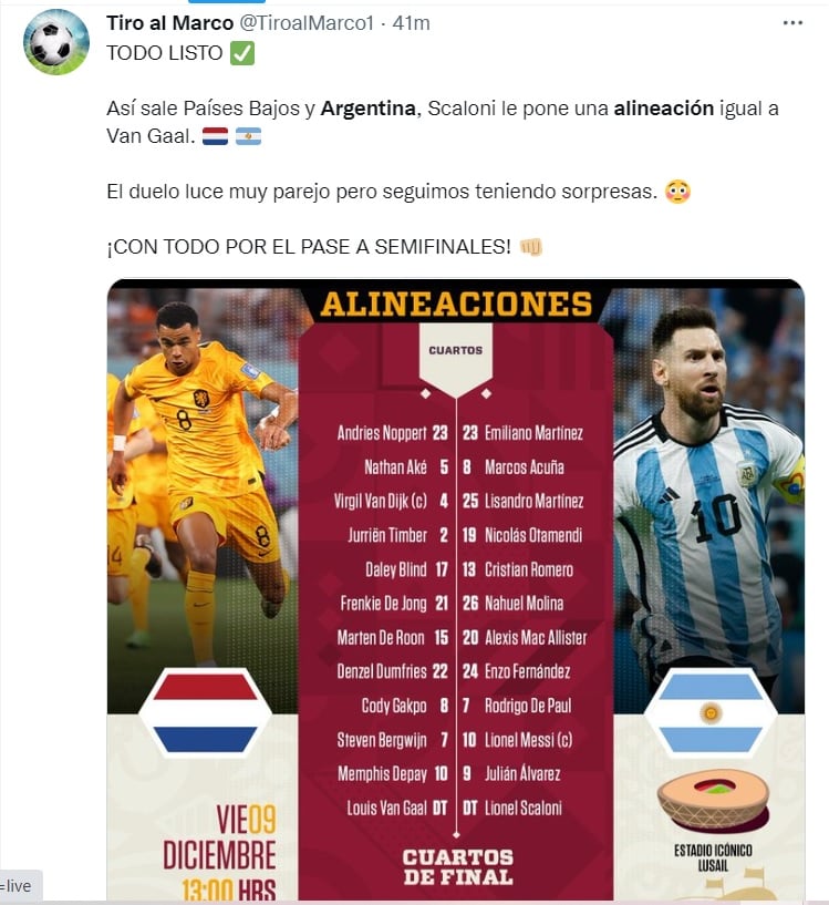 Argentina vs Holanda: Así salieron al terreno de juego