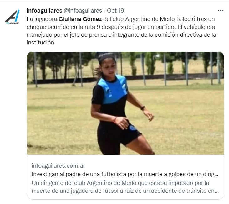 Trágico final de futbolista de Argentino de Merlo