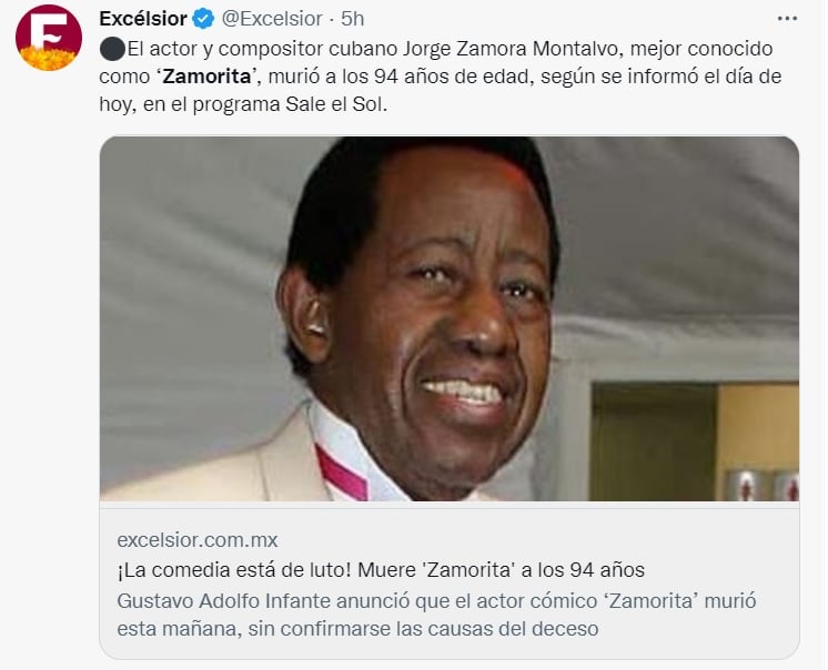 The causes of Zamorita's death are unknown.