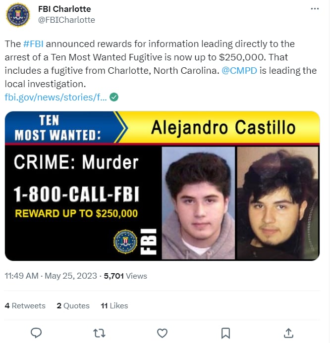 HISPANO SE UNE A LISTA DE FUGITIVOS POR EL FBI
