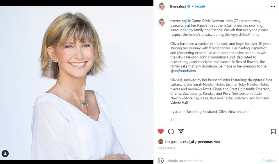WHAT DID OLIVIA NEWTON-JOHN DIE OF?