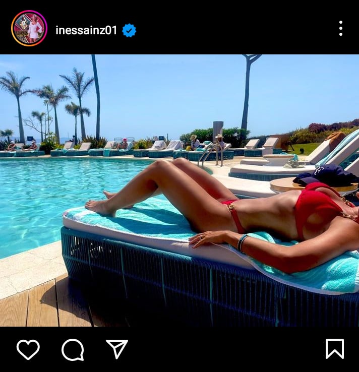 appears in a sensual swimsuit