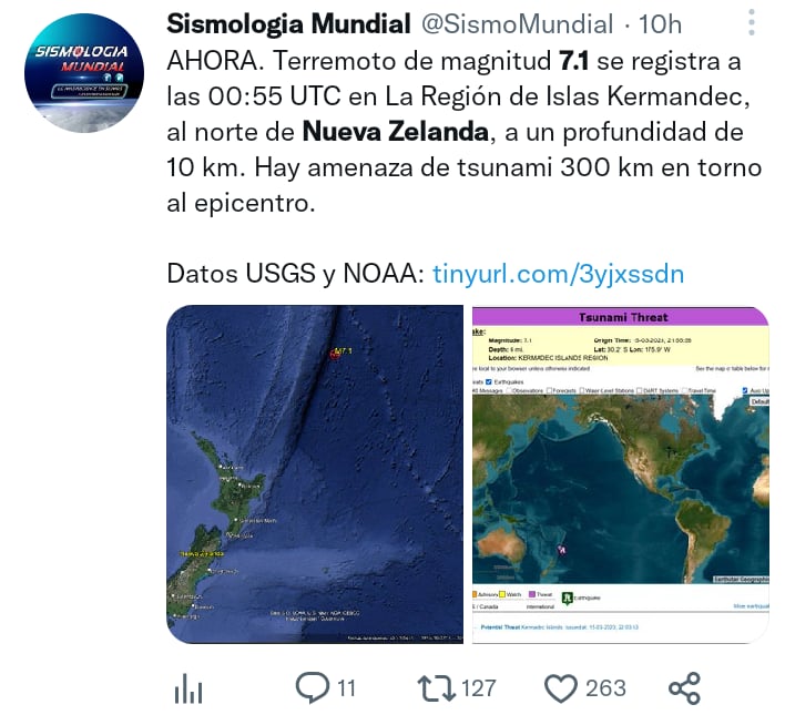 Provocó alerta de tusnami