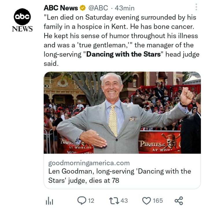 Len Goodman dies