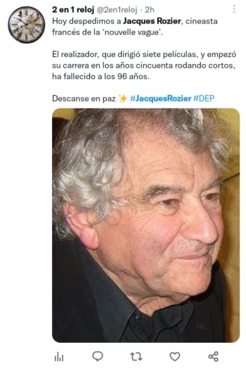 Muere cineasta Jacques Rozier