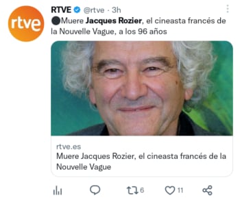 Muere cineasta Jacques Rozier