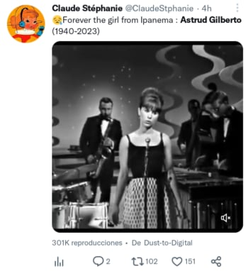 Muere cantante Astrud Gilberto