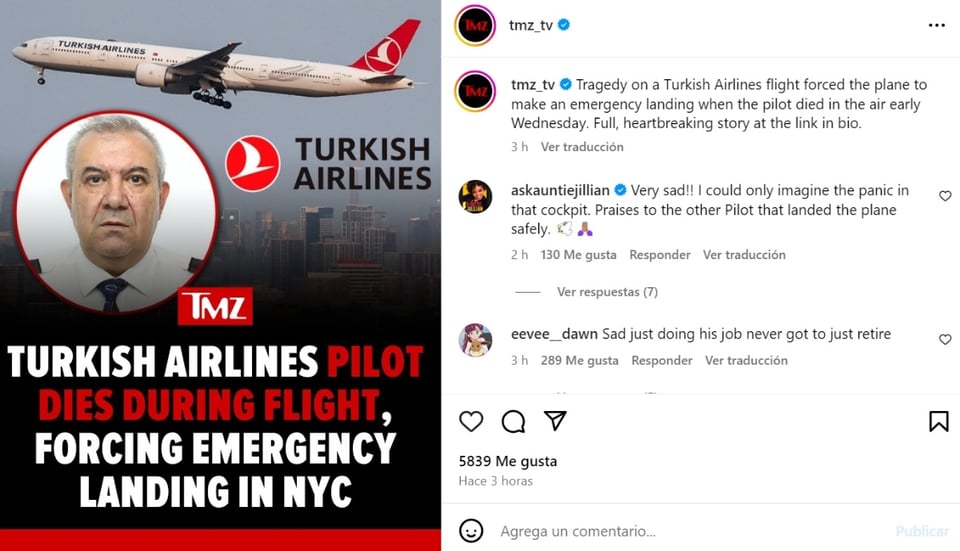Turkish Airlines Pilot Dies, crew, passengers, New York, MundoNOW