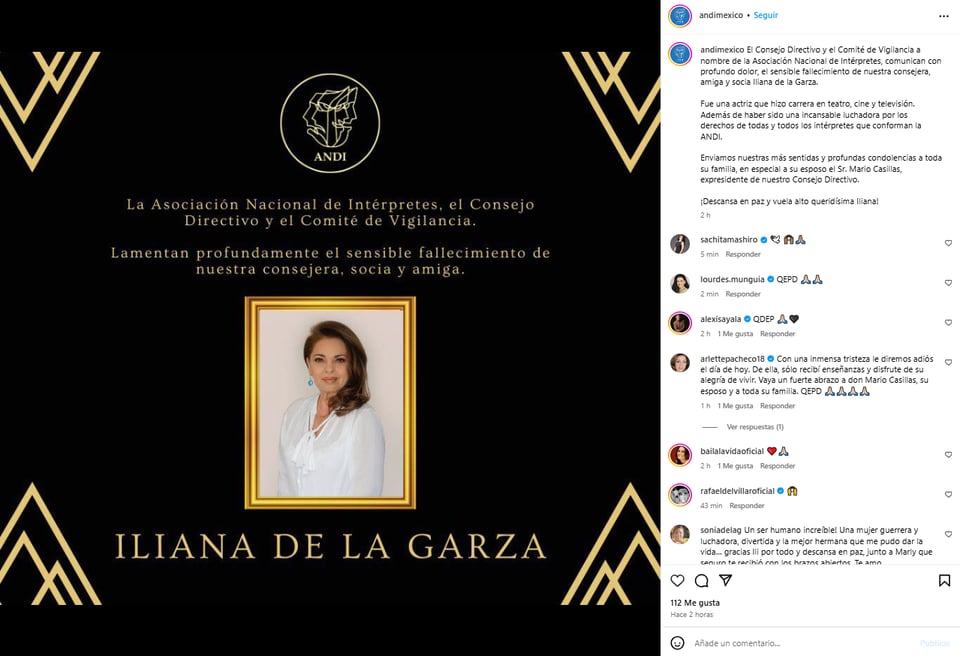 iliana, de, la garza, muere, actriz