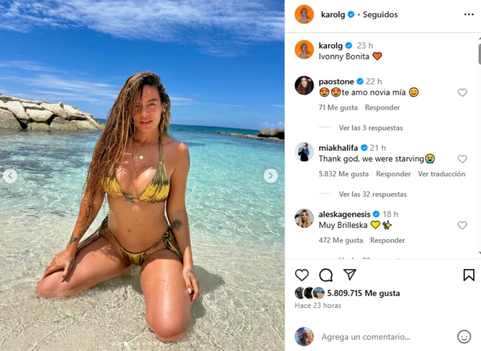 Karol G, bikini, embarazo, MundoNOW