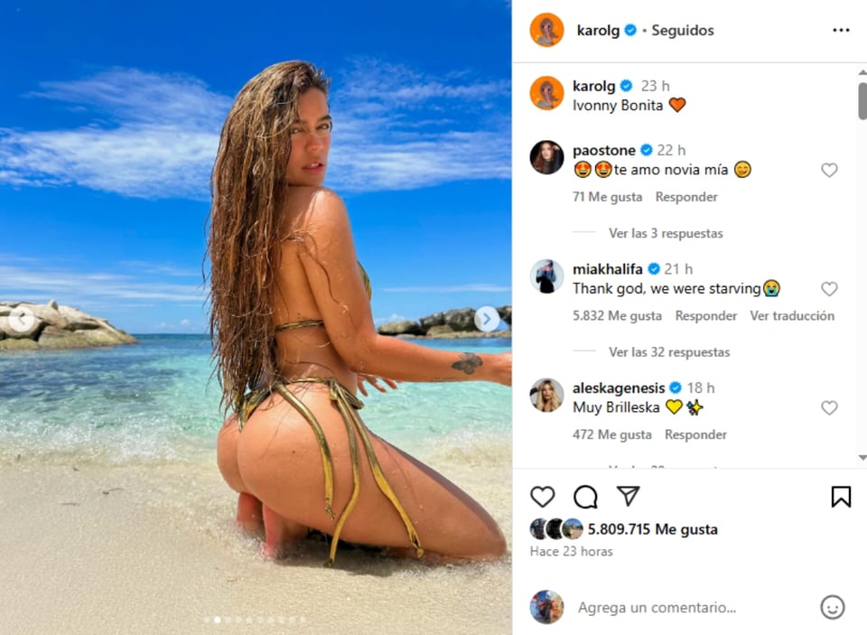 Karol G bikini, Colombia, playa, enbarazo, MundoNOW