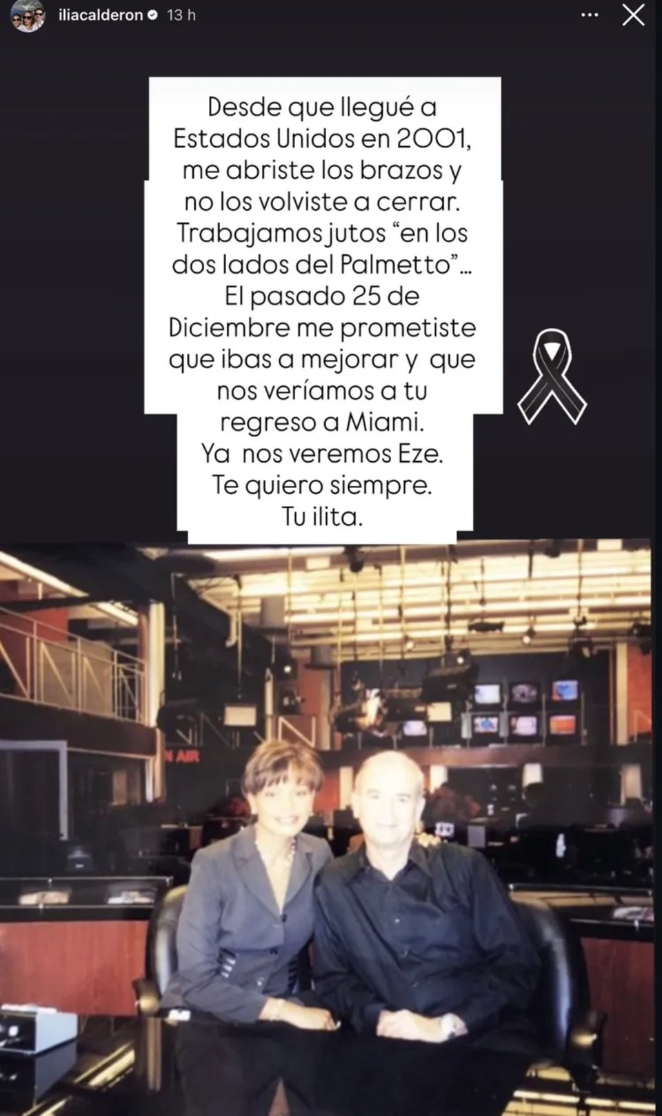 Ilia Calderón de luto