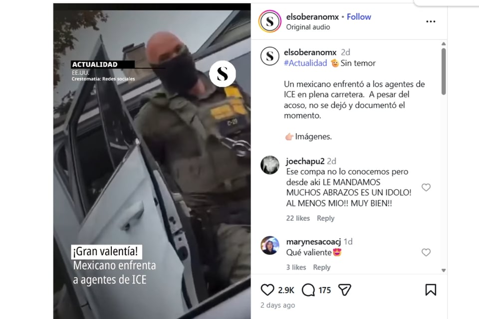 Mexicano, ICE, Instagram MundoNOW