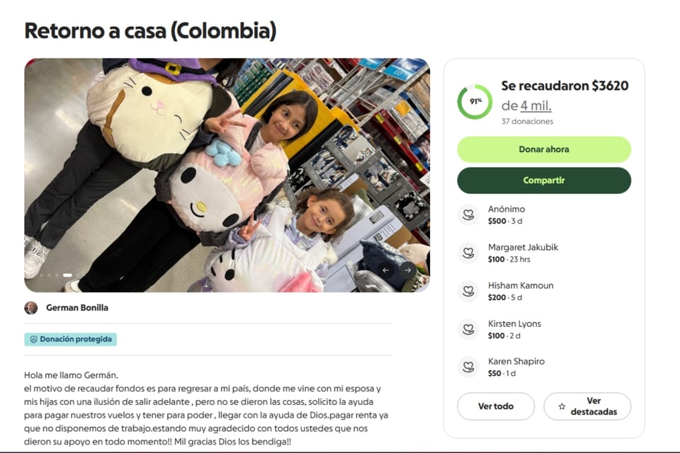Familia pide apoyo, Recaudación, GoFundMe MundoNOW
