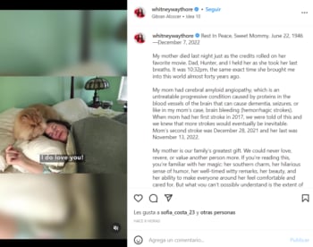 Muere mamá Whitney Way: "Ya conoces su magia"