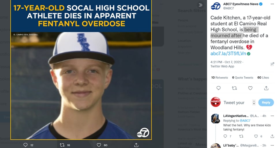 Baseball player Cade Kitchen dies: "a great sadness"