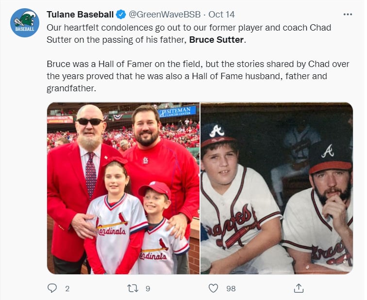 Muere beisbolista Bruce Sutter: "Esa fue toda su motivación"