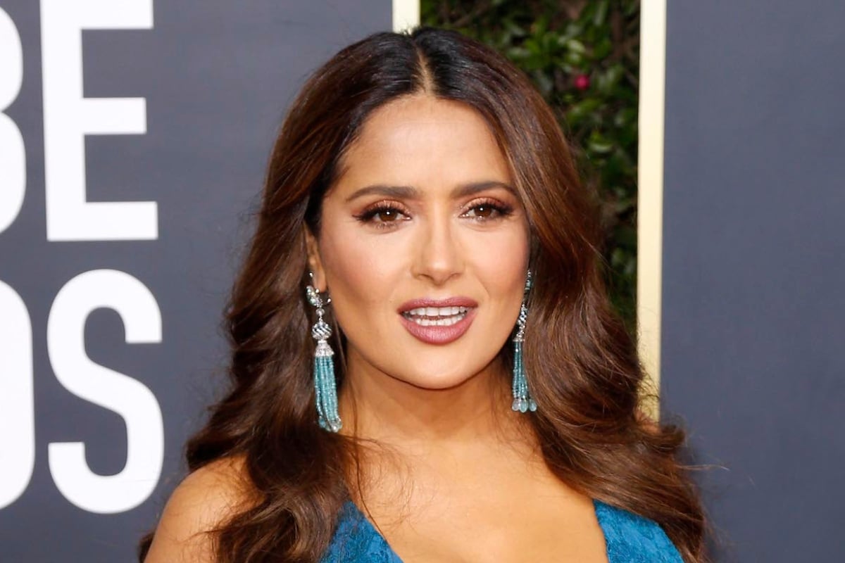 Salma Hayek looked dazzling at Marc Anthony’s wedding in a low-cut dress