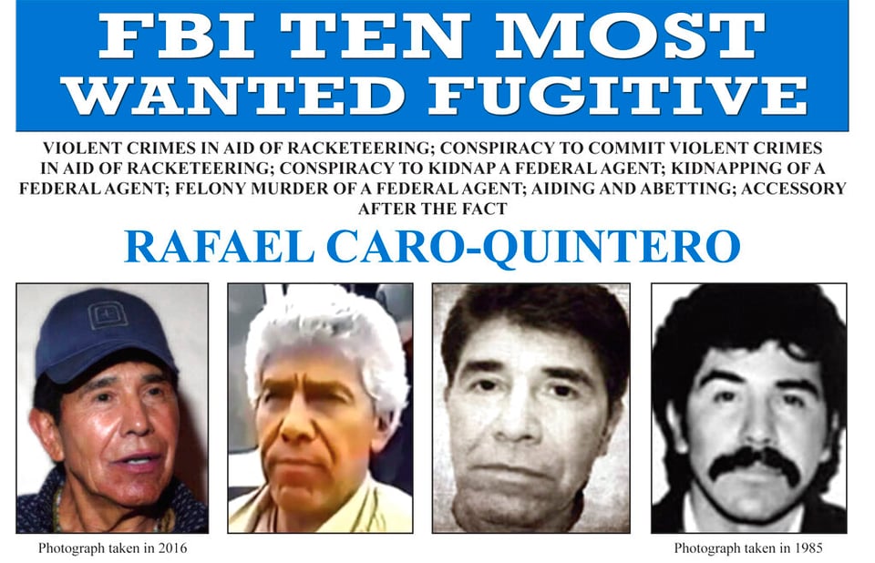 Caro Quintero, FBI,fugitivos,busqueda,recompensa