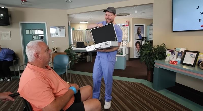 Surprised one of the men he helped with $10,000