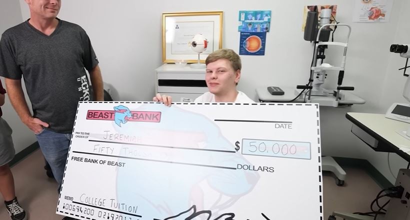 In addition to helping him by paying for his operation, the influencer helped a young man by giving him $50,000 for college