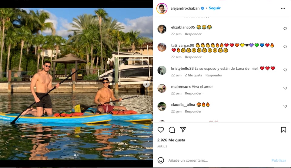 "Es su esposo" comentan en publicaciones de Alejandro Chabán