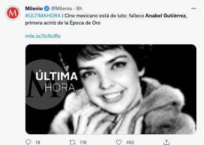 Fallece Anabel Gutiérrez, ícono del cine de oro mexicano