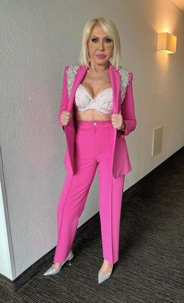Laura bozzo with her pink suit