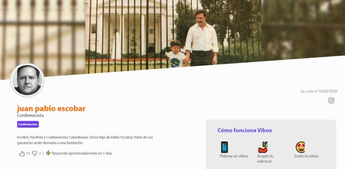 ¿Cuánto cuesta un saludo del hijo de Pablo Escobar?