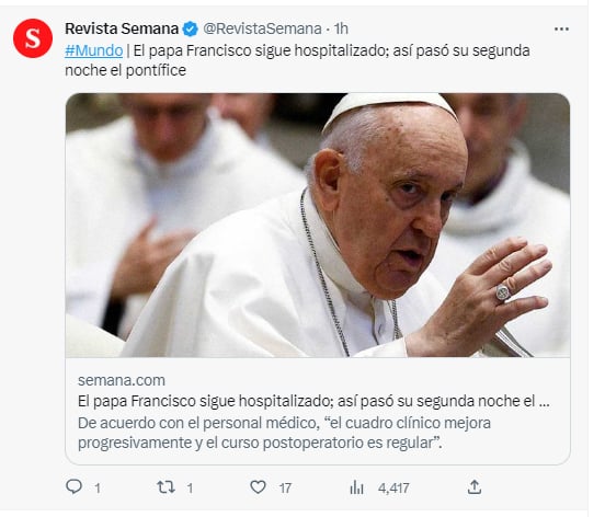 The Pope received good wishes and shows of support