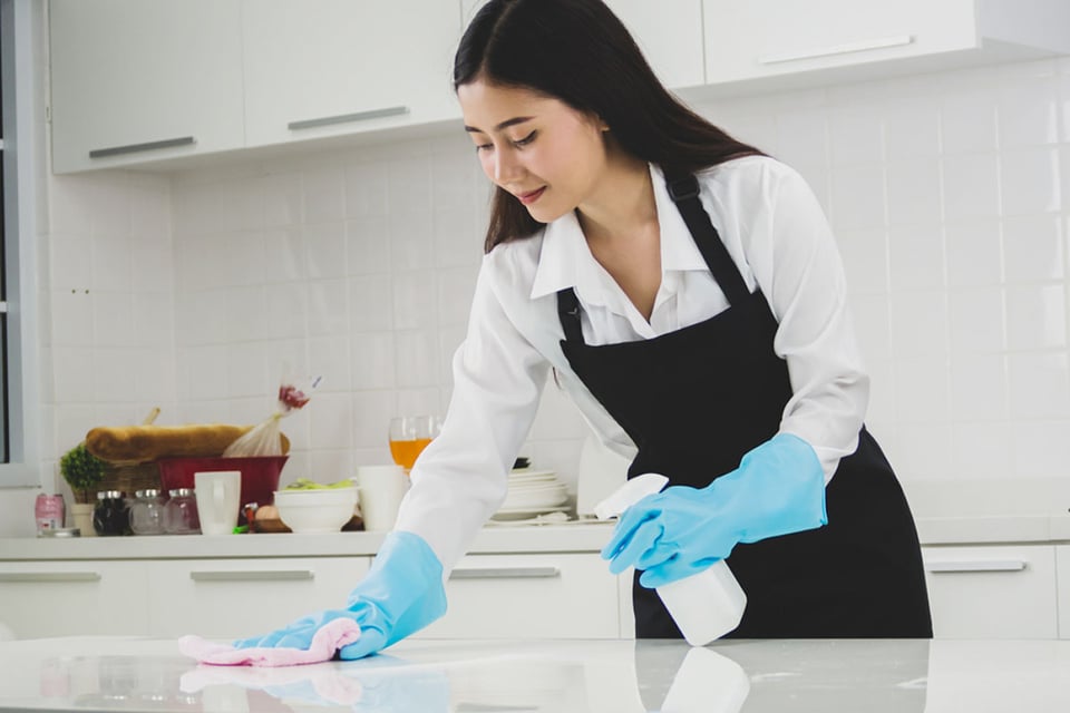 woman, cleaning, kitchen, eco-friendly, vinegar