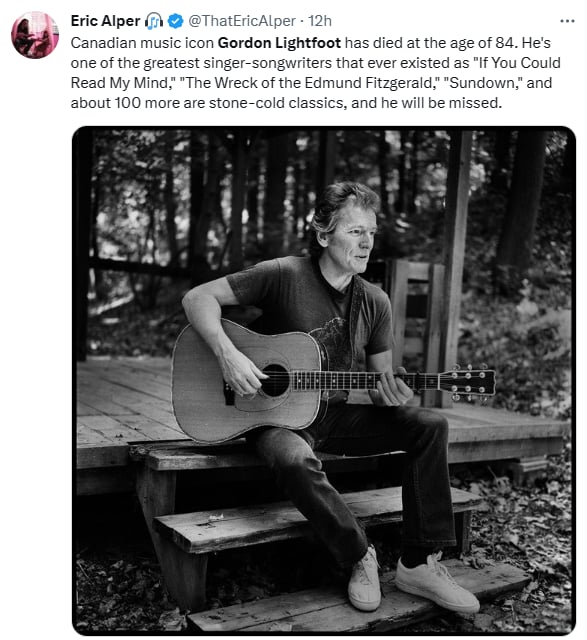 Gordon Lightfoot dies