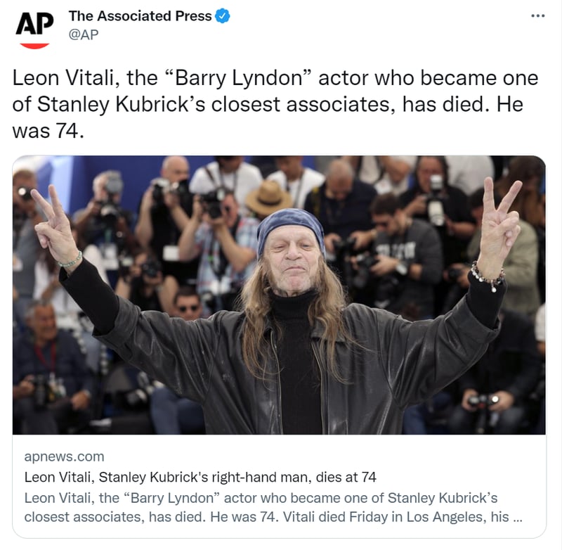 Leon Vitali dies