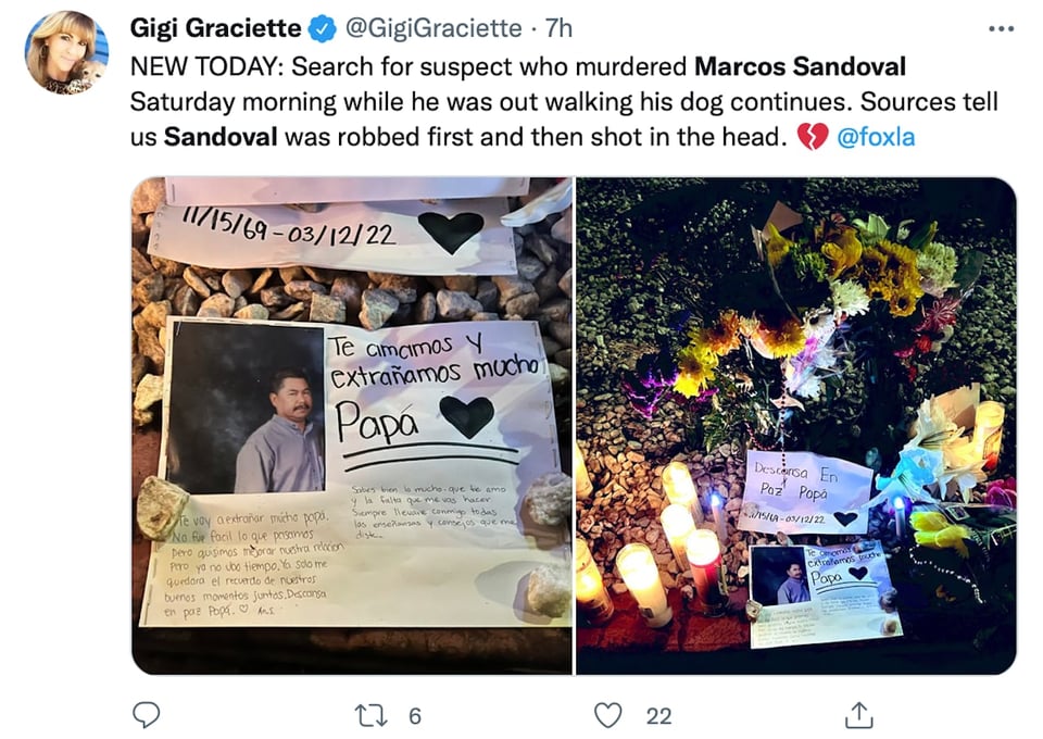 The murderer escapes at full speed after the crime
