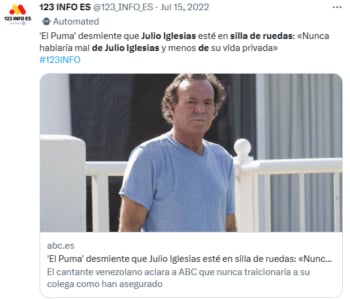 Cantante español enfermo