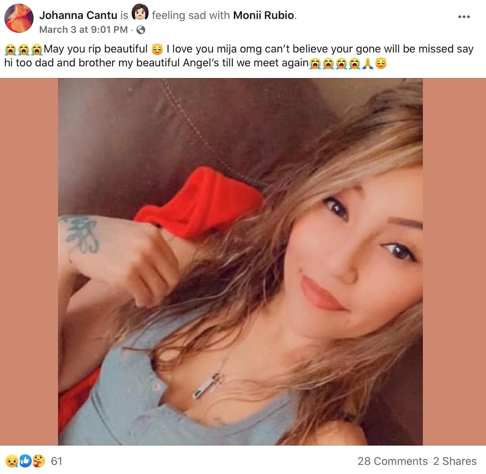 According to Montelongo "another man" killed his girlfriend