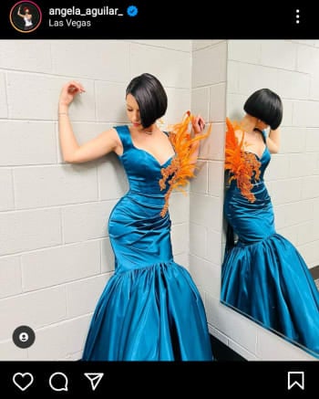 Angela Aguilar red dress