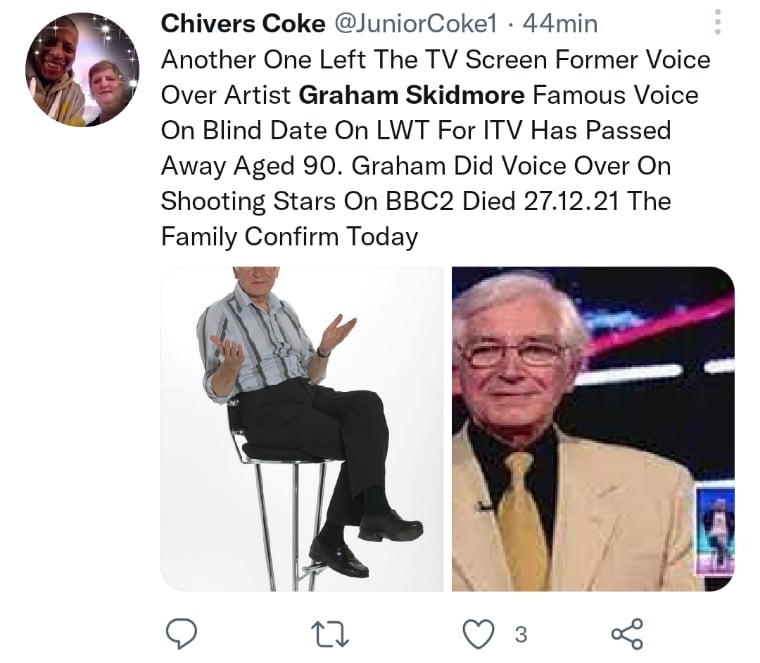 The tributes to the legend of 'Blind Date' did not wait