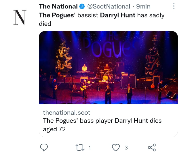 Muere músico Darryl Hunt.