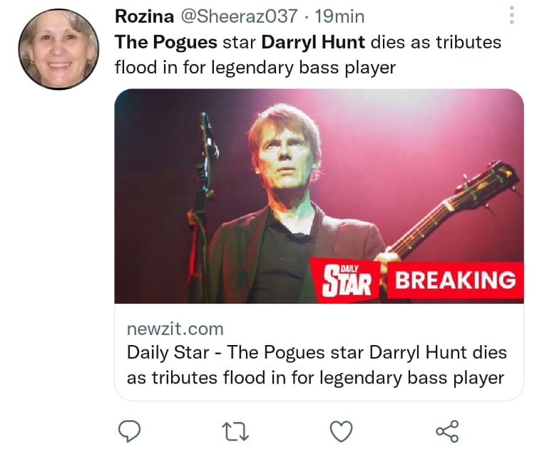Muere músico Darryl Hunt.