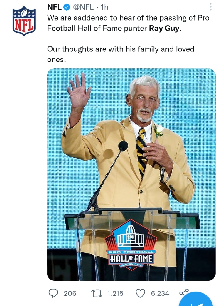Ray Guy NFL dies