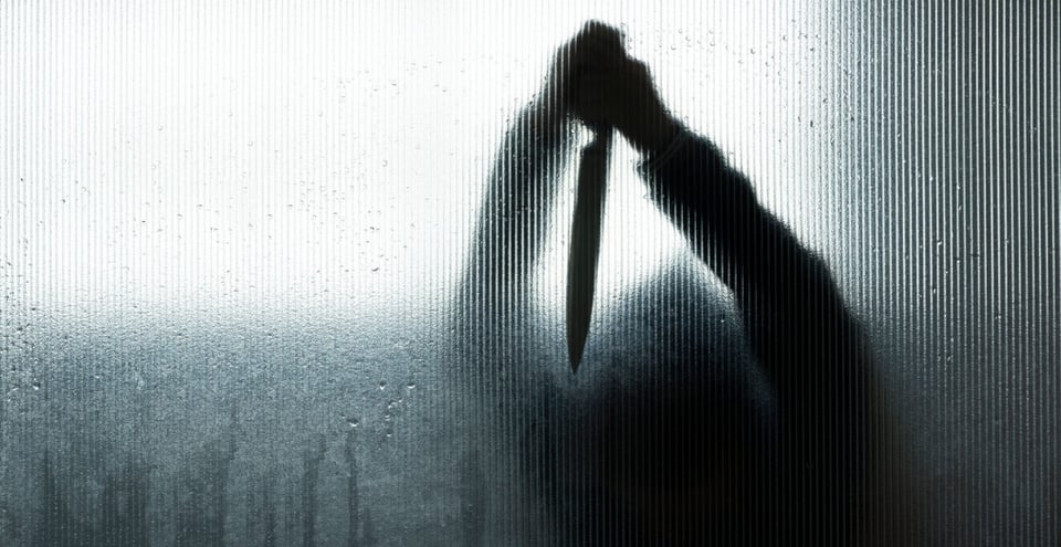 A killer about to stab something with a knife