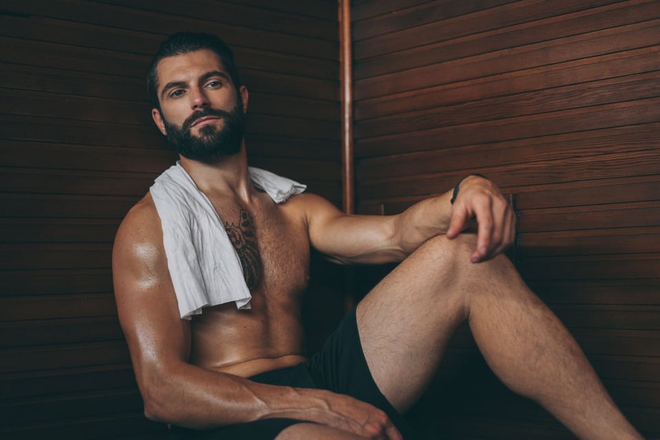 man in sauna
