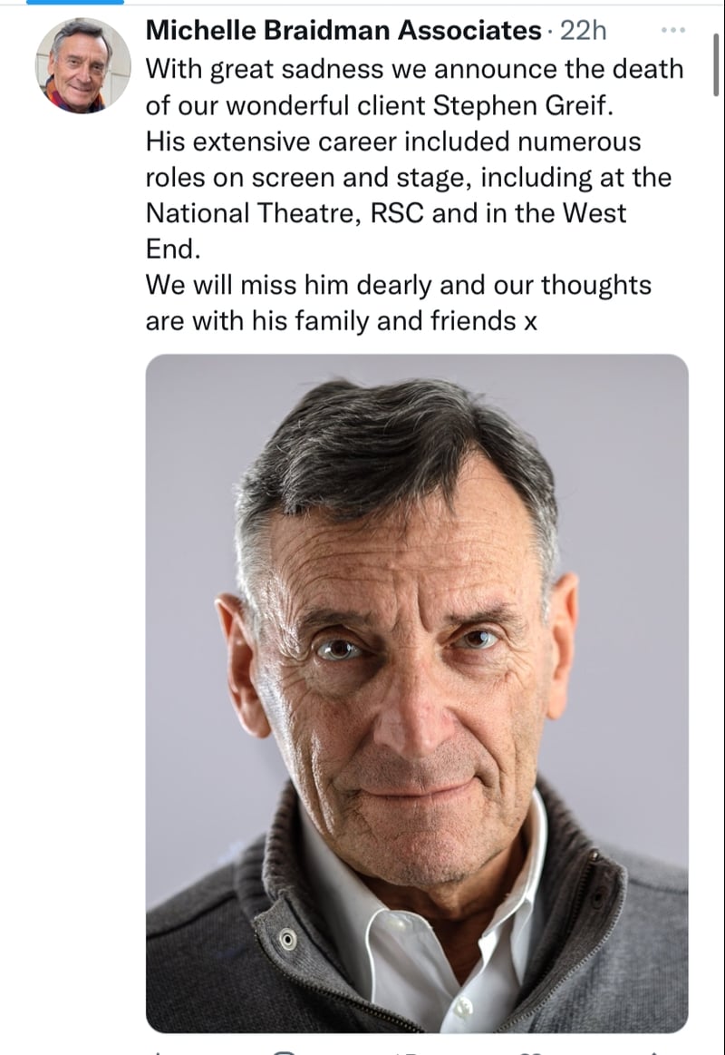 Mourn the death of Stephen Grief