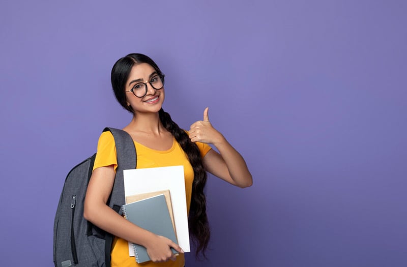 woman, glasses, freshman, college, school