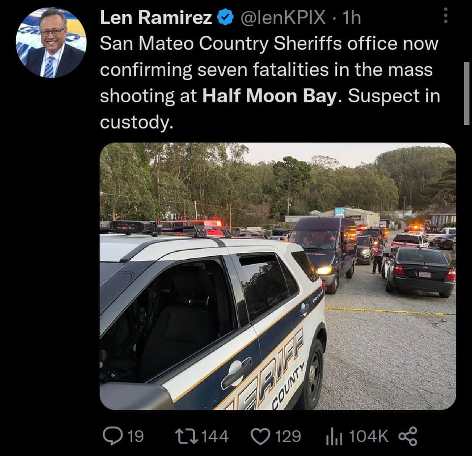 Two shootings were reported in a California county on Monday, January 23