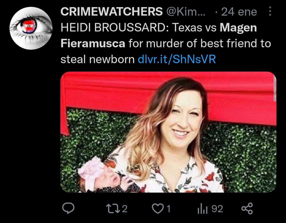 Fieramusca presented Broussard's baby to his ex-partner as his